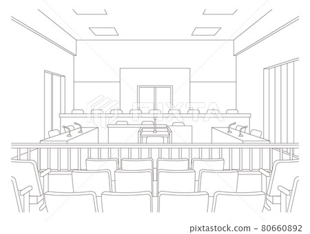 Vector illustration of court. Make a trial. 80660892