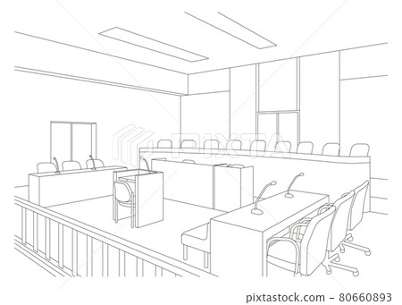 Vector illustration of court. Make a trial. 80660893