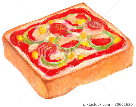 Hand-painted food and drink menu pizza toast 80661620