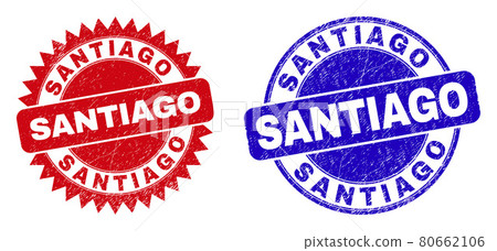 SANTIAGO Rounded and Rosette Stamps with Grunge Texture 80662106