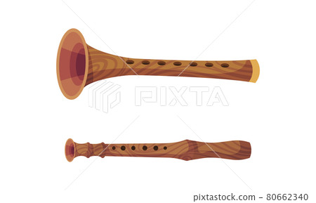 Wind Musical Instrument with Mouthpiece for Blowing Vector Set 80662340