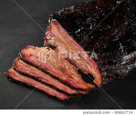 Sliced juicy baked veal tenderloin in barbecue sauce Sliced juicy baked veal tenderloin in barbecue sauce 80662714