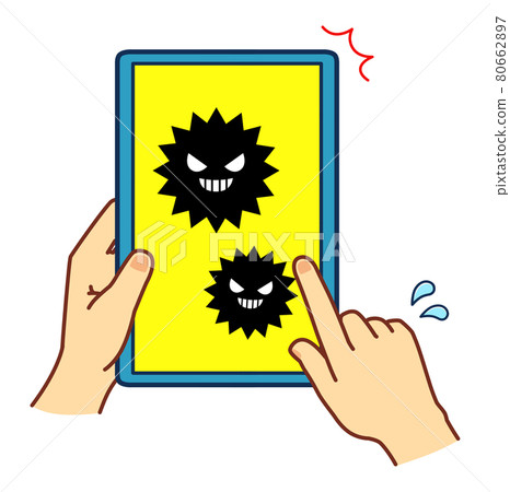 Virus-infected tablet terminal illustration material Virus-infected tablet terminal illustration material 80662897