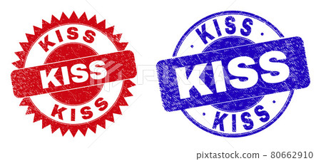 KISS Round and Rosette Watermarks with Distress... - Stock Illustration ...