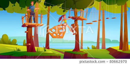 Adventure park rope ladder illustration Adventure park rope ladder illustration 80662970