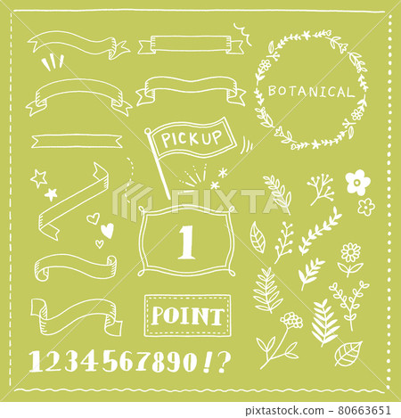 Fashionable hand-painted ribbon frame set [Vector] 80663651