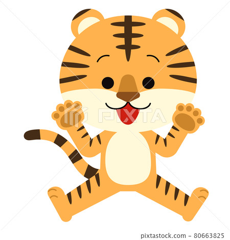 A cute tiger flying with its limbs spread out A cute tiger flying with its limbs spread out 80663825