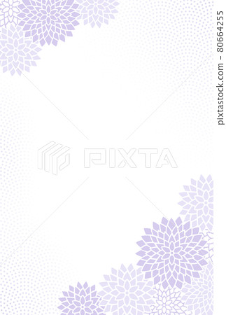 Background illustration of chrysanthemum flowers and shark komon Postcard size Background illustration of chrysanthemum flowers and shark komon Postcard size 80664255
