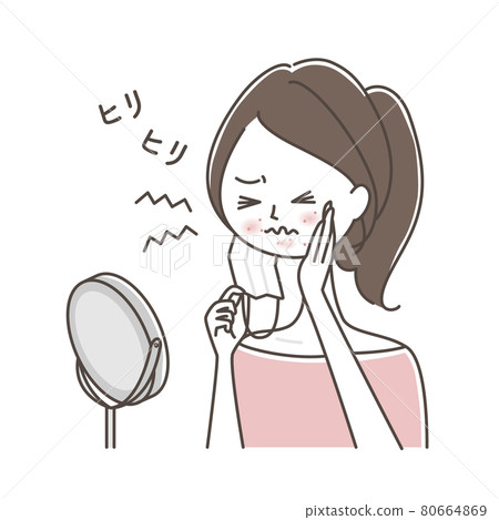 一位因口罩皮疹而皮膚受傷的女士 80664869