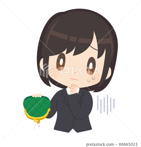一個缺錢的商務人士拿著錢包的插圖 80665021