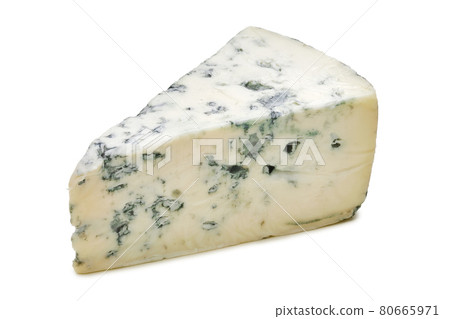 Triangular piece of gorgonzola cheese isolated on white 80665971