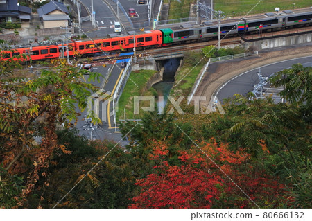 Nagasaki Main Line Limited Express Train Arrive at Shin-Tosu Station Nagasaki Main Line Limited Express Train Arrive at Shin-Tosu Station 80666132