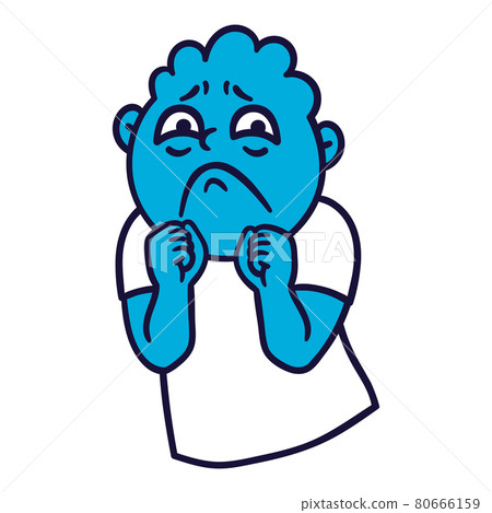 Man with sad emotions. Sorrow emoji avatar. Portrait of an upset person. Cartoon style. Flat design vector illustration. Man with sad emotions. Sorrow emoji avatar. Portrait of an upset person. Cartoon style. Flat design vector illustration. 80666159