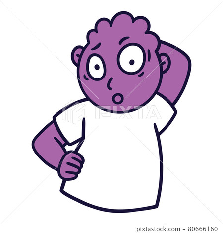 Man with questioning emotion. Surprised emoji avatar. Portrait of an open-eyed person. Cartoon style. Flat design vector illustration. 80666160