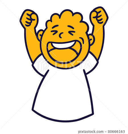 Man with happy emotion. Happy smiling emoji avatar. Portrait of a jubilant person. Cartoon style. Flat design vector illustration. 80666163