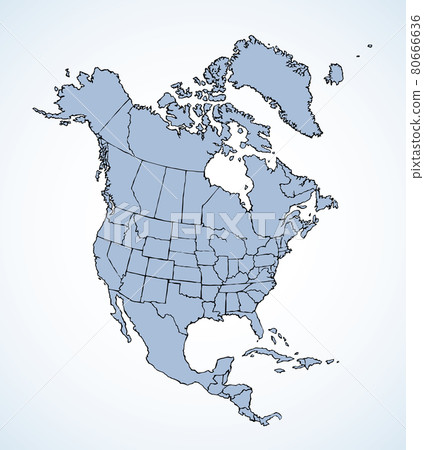 North American continent with contours of... - Stock Illustration ...