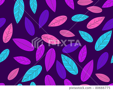Colorful autumn leaves seamless pattern. Purple, pink and blue leaves. Falling leaves. Background for printing on paper, banners and promotional items. Vector illustration Colorful autumn leaves seamless pattern. Purple, pink and blue leaves. Falling leaves. Background for printing on paper, banners and promotional items. Vector illustration 80666775