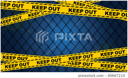 No trespassing tape wire mesh fence No trespassing tape wire mesh fence 80667210