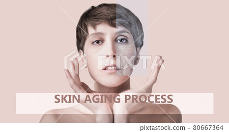 Anti-aging, beauty treatment, aging and youth, lifting, skincare, plastic surgery concept. 80667364