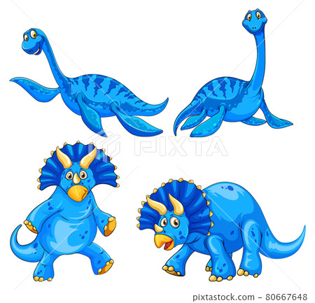 Set of blue dinosaur cartoon character Set of blue dinosaur cartoon character 80667648