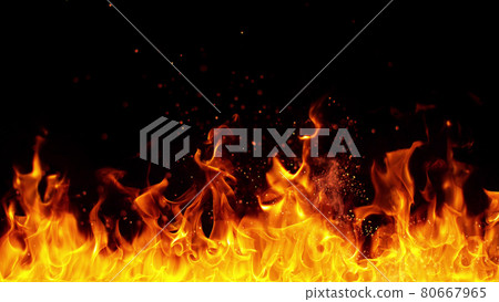 Texture of flames isolated on black background. Texture of flames isolated on black background. 80667965