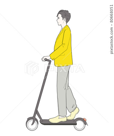 一個人在上下班途中騎著電動滑板 80668051