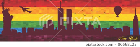 New York city on LGBT flag background New York city on LGBT flag background 80668122