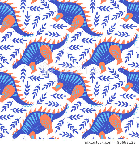 Vector illustration of seamless pattern with a dinosaur. Vector illustration of seamless pattern with a dinosaur. 80668123