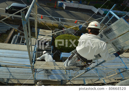 大廈大規模修理腳手架場面場面 80668520