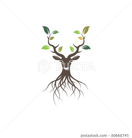 Deer head tree with leaf  concept design icon vector illustration  ilustration icon vector design 80668745