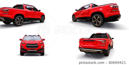 3D illustration of concept cargo pickup truck. 3d rendering. 3D illustration of concept cargo pickup truck. 3d rendering. 80669421