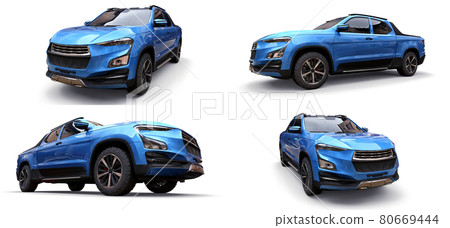 3D illustration of concept cargo pickup truck. 3d rendering. 3D illustration of concept cargo pickup truck. 3d rendering. 80669444