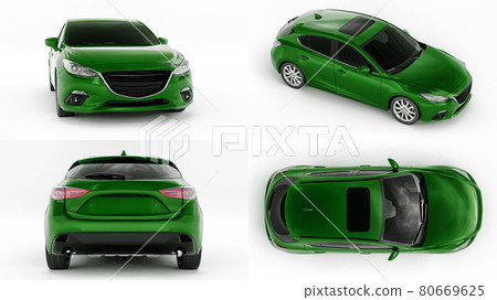 3d illustration. Green city car. 3d rendering. 80669625