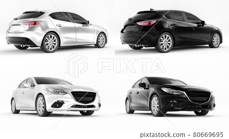3d illustration. City car for your creative design. 3D rendering. 80669695