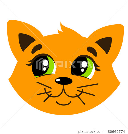 Ginger cat with green eyes. Muzzle. Vector Ginger cat with green eyes. Muzzle. Vector 80669774