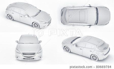 3d illustration. White city car with blank surface for your creative design. 3D rendering. 80669784