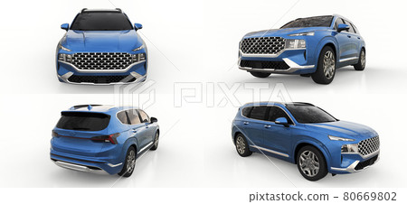 Set Big city crossover blue color on a white background. 3d rendering. 80669802