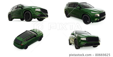3d illustration. Big city green crossover on a white background. 3d rendering. 3d illustration. Big city green crossover on a white background. 3d rendering. 80669825