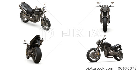 3d illustration. Urban sport two-seater motorcycle on a gray background. 3d rendering. 80670075
