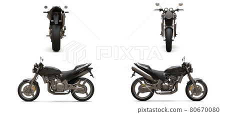 3d illustration. Urban sport two-seater motorcycle on a gray background. 3d rendering. 80670080