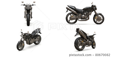 3d illustration. Urban sport two-seater motorcycle on a gray background. 3d rendering. 80670082