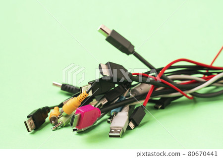 Close up view of old wires and cables 80670441