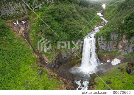 The Calm Waterfall on Kamchatka Peninsula, Russia 80670663