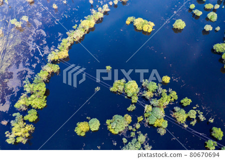 Scenic aerial view of high water in spring time 80670694
