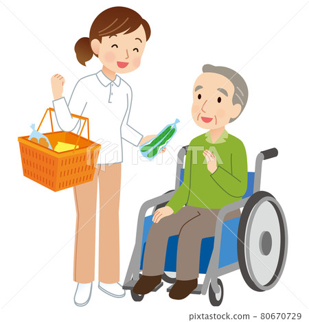 Helper who accompanies shopping Elderly care Helper who accompanies shopping Elderly care 80670729
