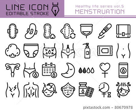 Line icon health series vol.5 menstruation physiology 80670978