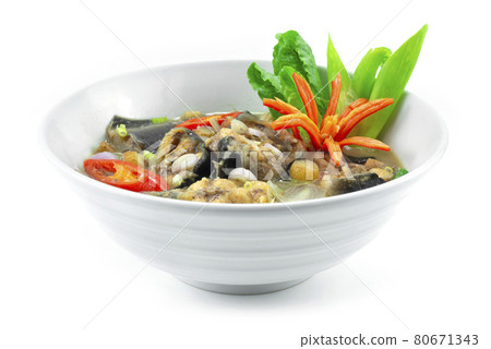 White Curry Catfish with Herbs and Fermented fish in Coconut milk Thai Food White Curry Catfish with Herbs and Fermented fish in Coconut milk Thai Food 80671343