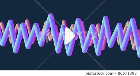 Abstract music album or single cover with 3d volum waves and play button Abstract music album or single cover with 3d volum waves and play button 80671398