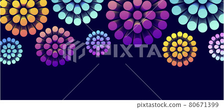 Abstract background with 3d shapes forming round flower, bright cyliders spreading from the center on dark backdrop 80671399