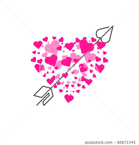 Happy Valentines Day lettering isolated on white background vector illustration. Letters hand drawn composition for gift, postcard, print, banner, web. Greeting romantic design. Love symbol tagline. 80671545